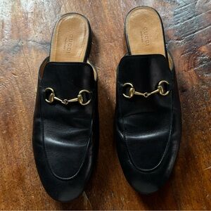 Gucci Black Leather Horsebit Princeton slides slipper